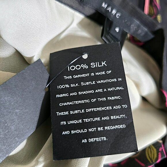 NWT Marc Jacobs Silk Black Pink Floral Skirt 4 Womens - Picture 9 of 12